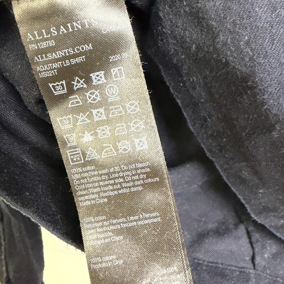 AllSaints Adjutant Shirt Mens Medium Blue Long Sleeve Button Up Cotton Heavy - Picture 8 of 8